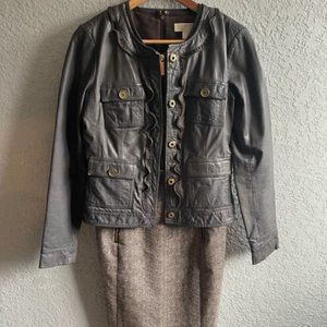 Michael Kors dress and leather jacket